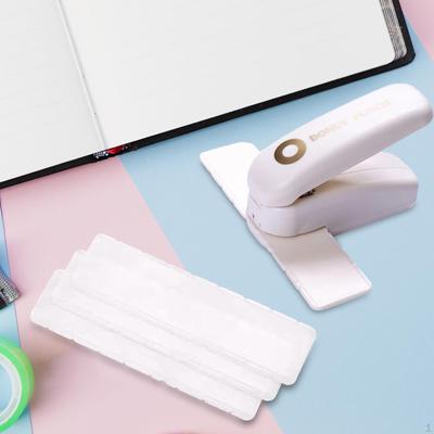 Hole Puncher Loose Leaf Paper Reinforcement Punch with 4 Cutting Pads Punching Tool