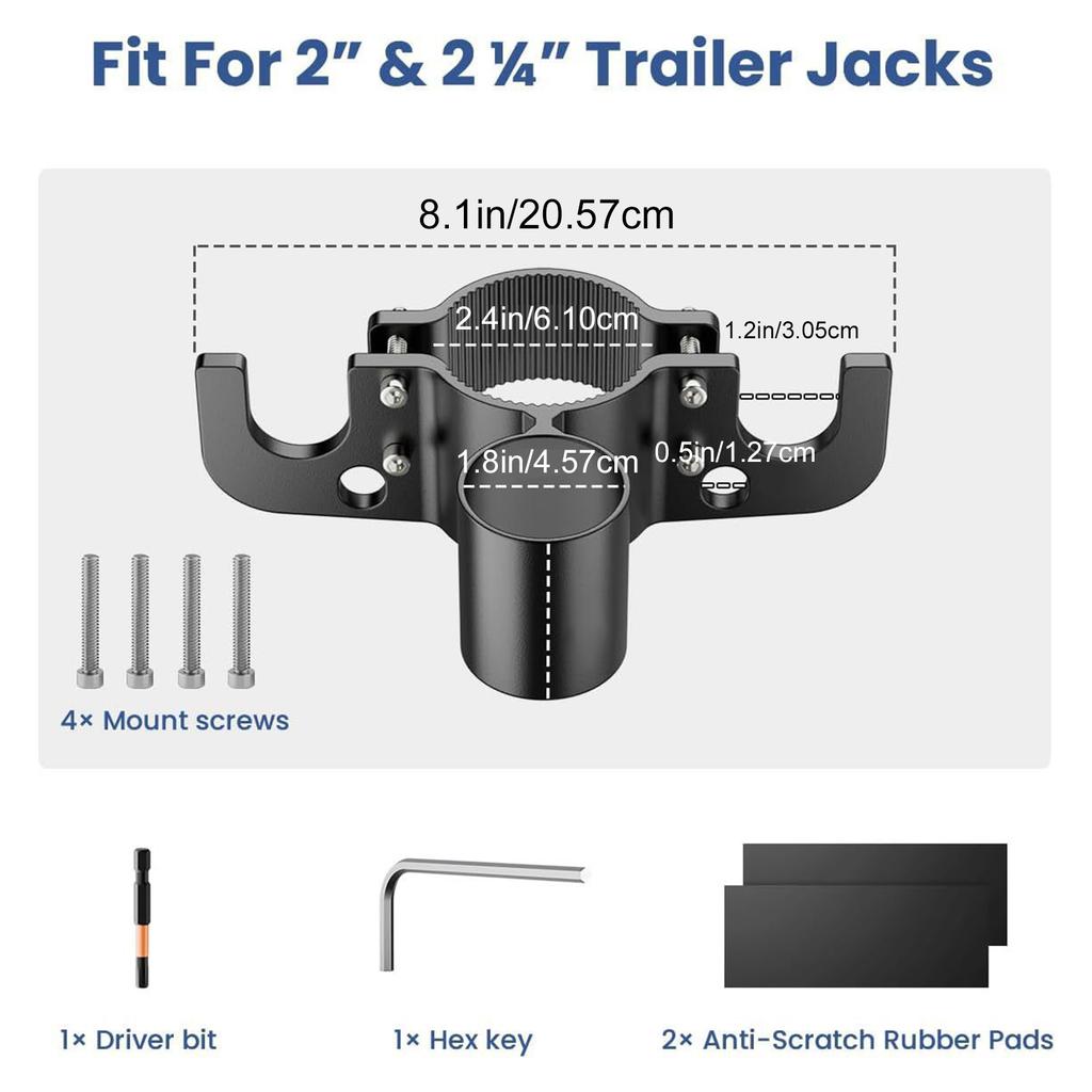 Trailer Towing Chain Organizer with 7 Way Plug Holder, Heavy Duty RV Tongue Jack Accessories Fit for 2  and 2 ¼