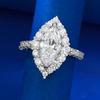 Jewelry Simulation Diamond Ring 6 * 12 Horse Eye White Diamond Ice Flower Cut Wedding Ring Women