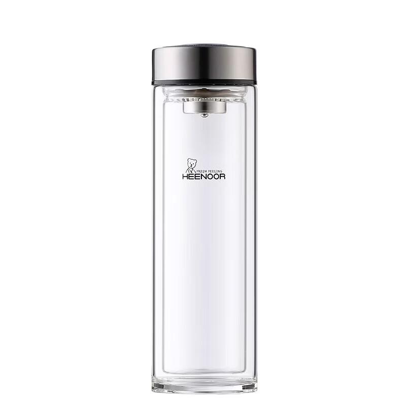 Heenoor Double Wall Glass Tea Bottle with Infuser 410mL