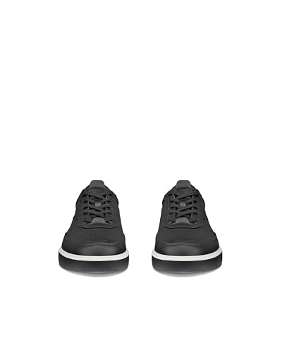 ECCO STREET COURT M Herren Echtleder-Sneakers, Größe 26,0 cm, 3E, 53981451052, Schwarz/Schwarz