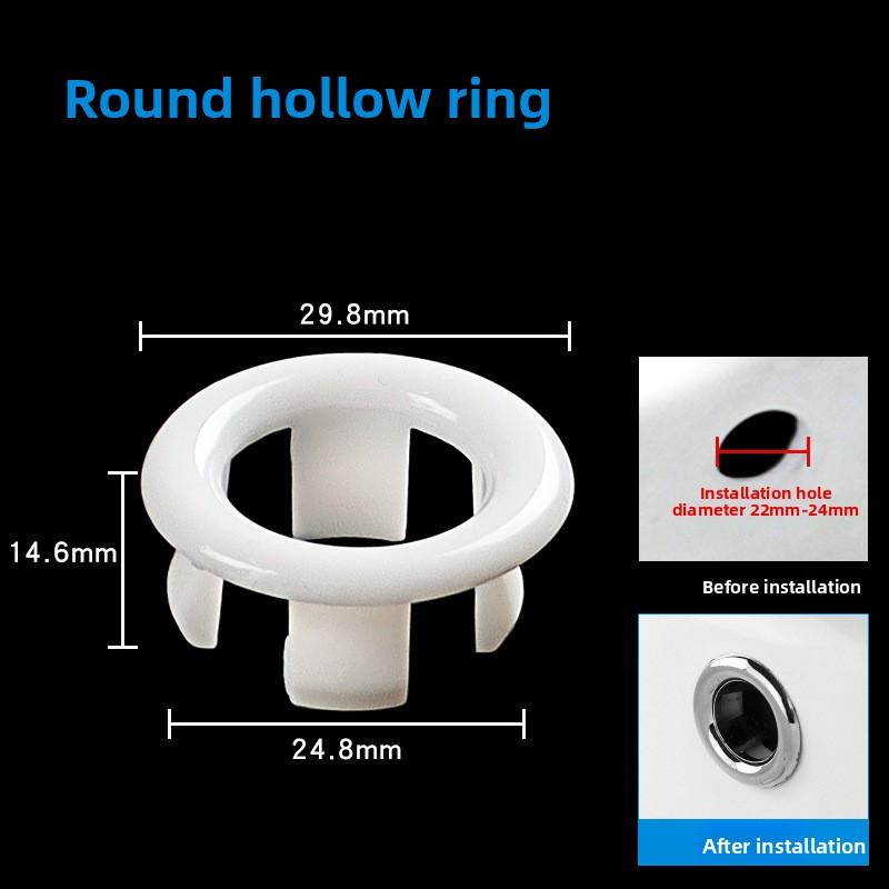 1pcs Dresser Sink Overflow Cover Ceramic Bathroom Container Kitchen Basin Decorative Round Insert Hole Silver ABS Plastic 30MM