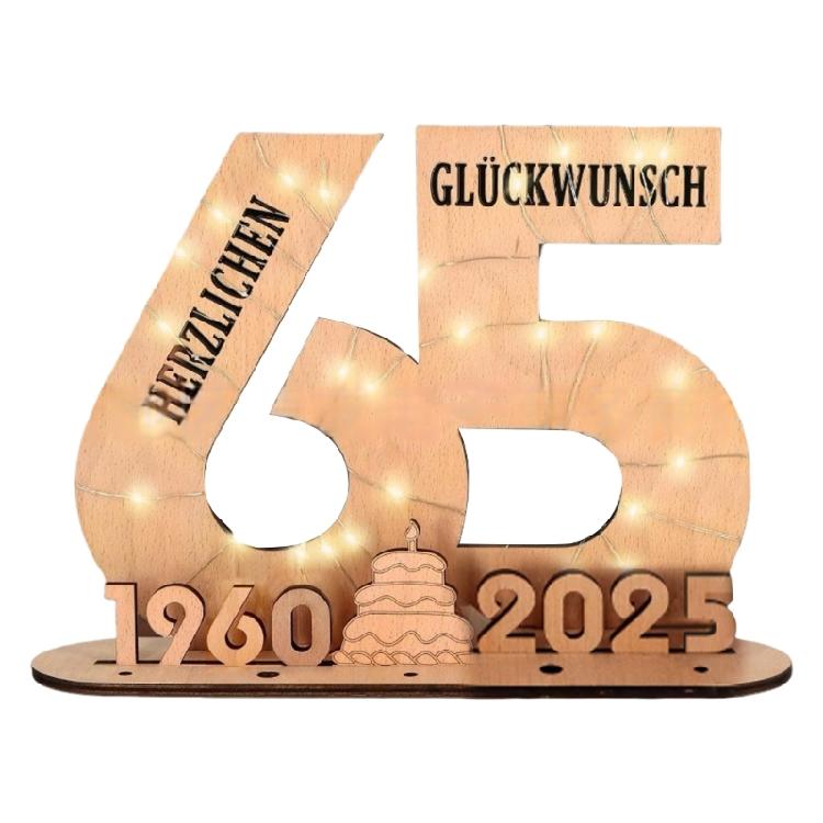 Elegant Wooden Number Figurine with LED Light String Stand for Birthday and Wedding Wood Sign Guest Book DIY Art Crafts