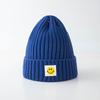 Smiley face label wool hat female autumn and winter warm bag head couple trendy brand cold hat solid color student male knitted hat