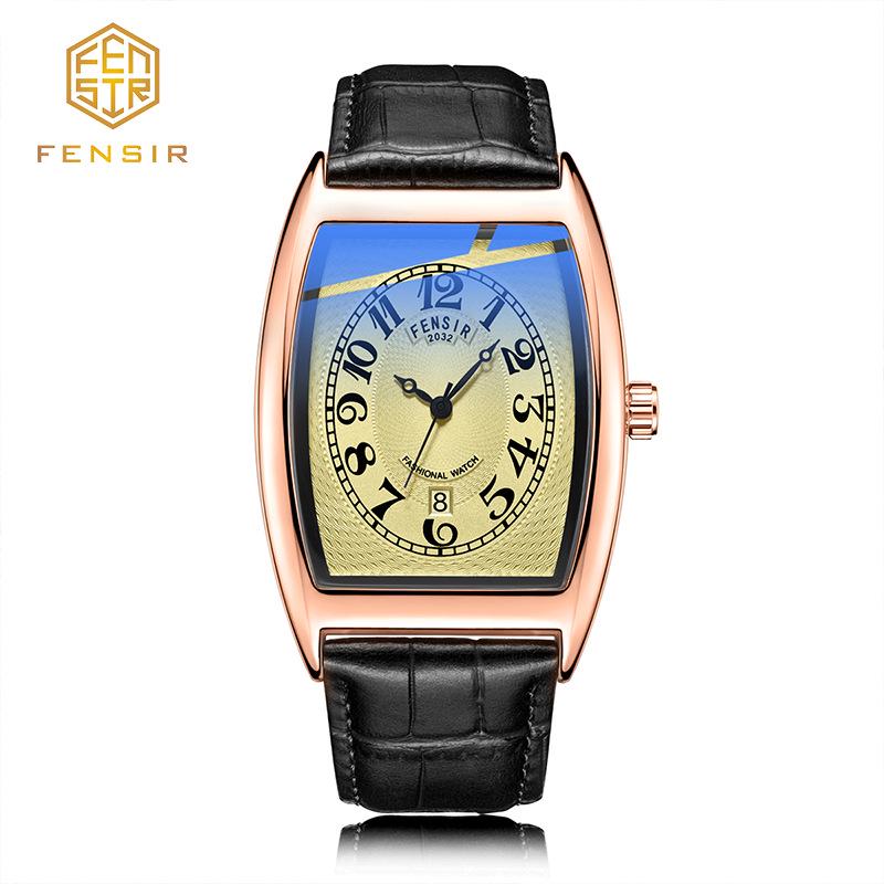 Fins Men's Tonneau Classic Blue Light Retro Business Waterproof Quartz Watch