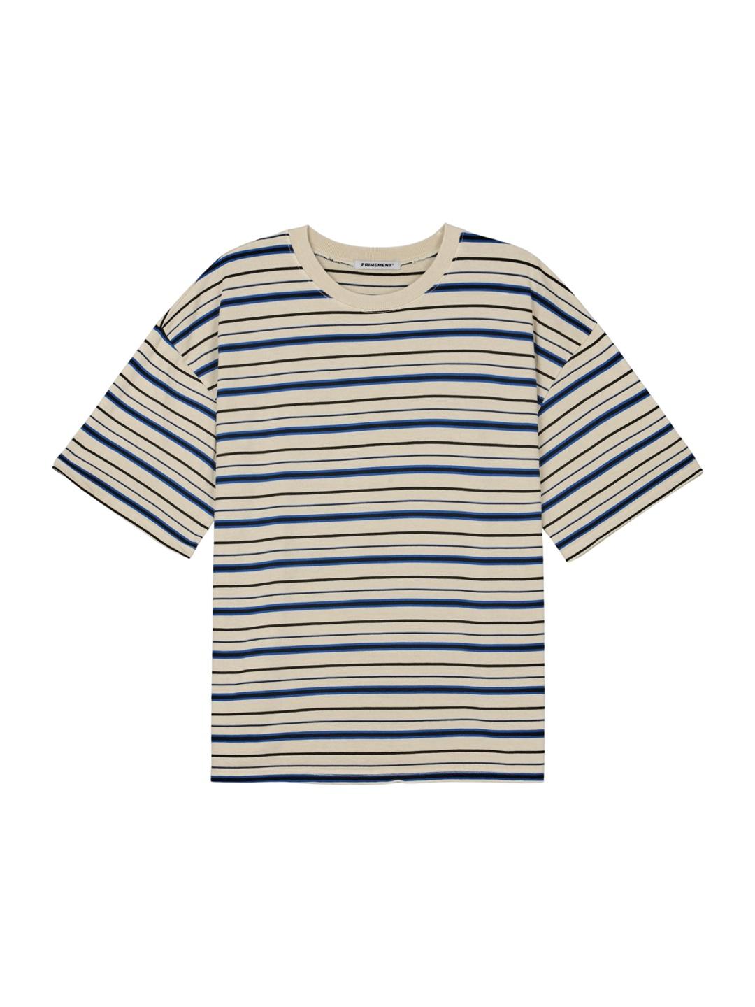 Primoment Striped Dyed Short Sleeve T-Shirt Cream F