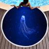 Jellyfish Round Beach Towel Microfiber Absorbent Quick Dry Sand Free Picnic Mat for Bathroom Pool Surf Travel Outdoor Meditation