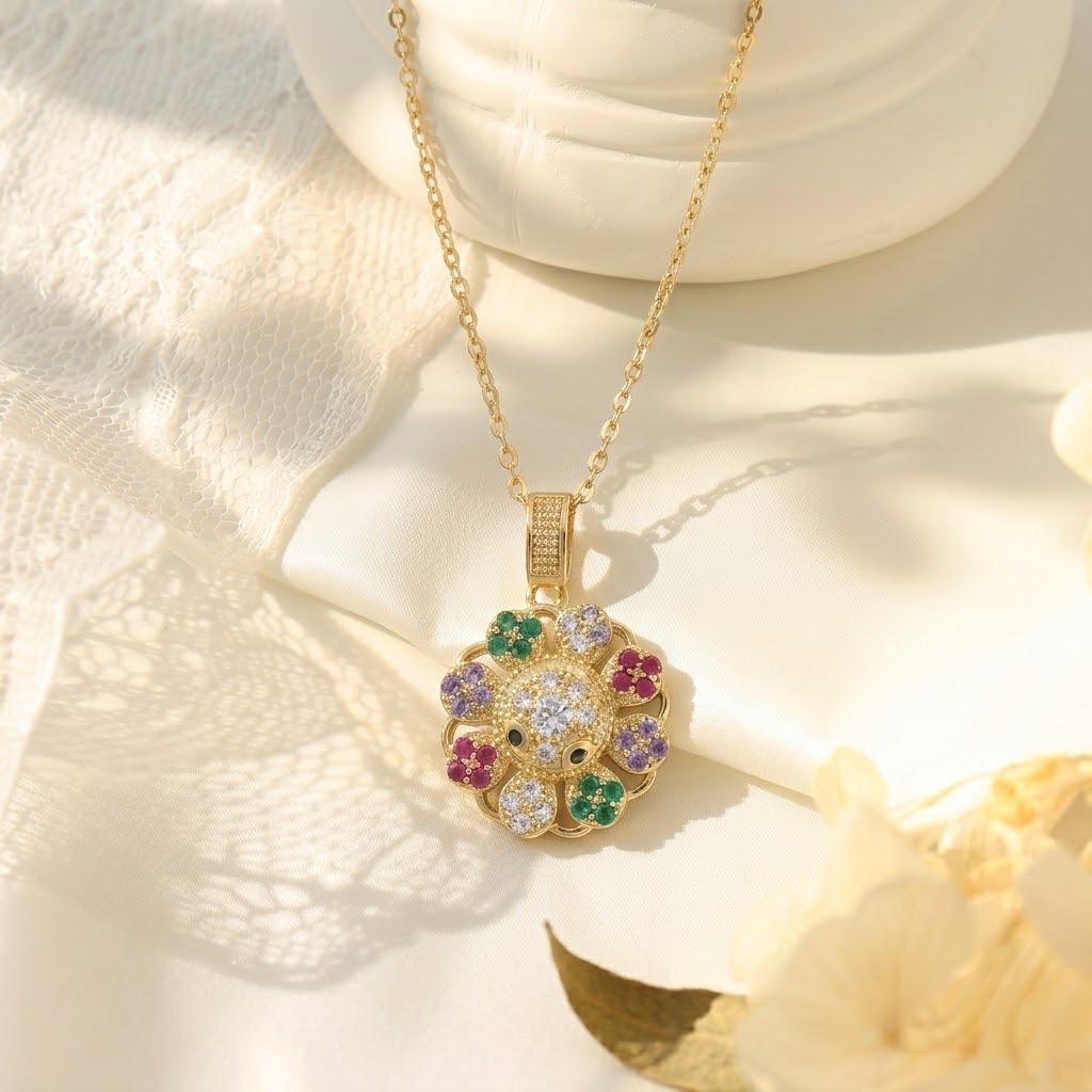 Light Luxury Women's Titanium Steel Floral Clavicle Necklace Set