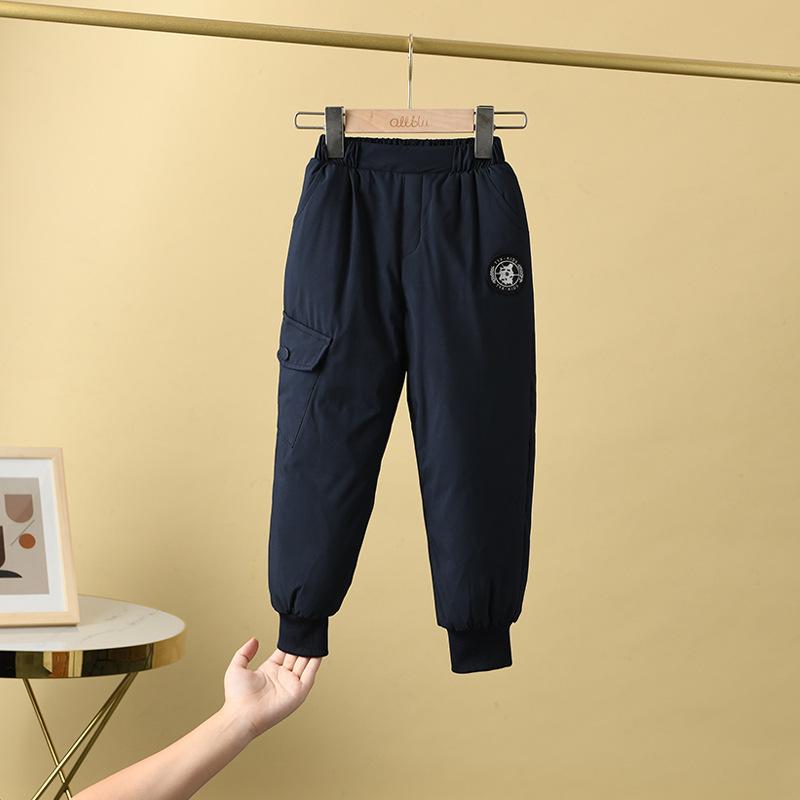 

Детские пуховые штаны для мальчиков и девочек, теплые утепленные штаны из белого утиного пуха 130 темно-синий