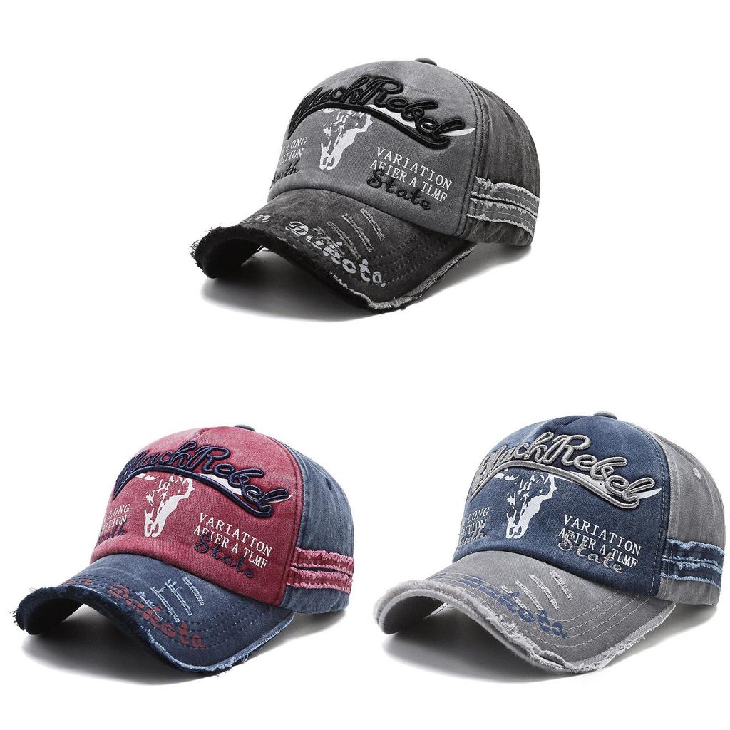 Vintage Retro Baseball Cap With Embroidered Bull Head For Outdoor Sun Protection