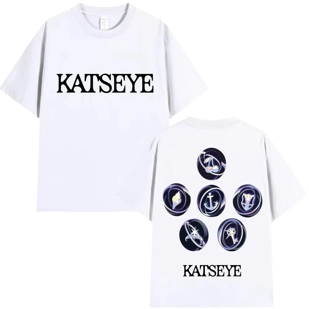 Kpop Katseye Logo Graphic T Shirt Fashion Pop Music Mens Women Korean Style Tshirts Oversized Cotton Casual Tshirt Streetwear