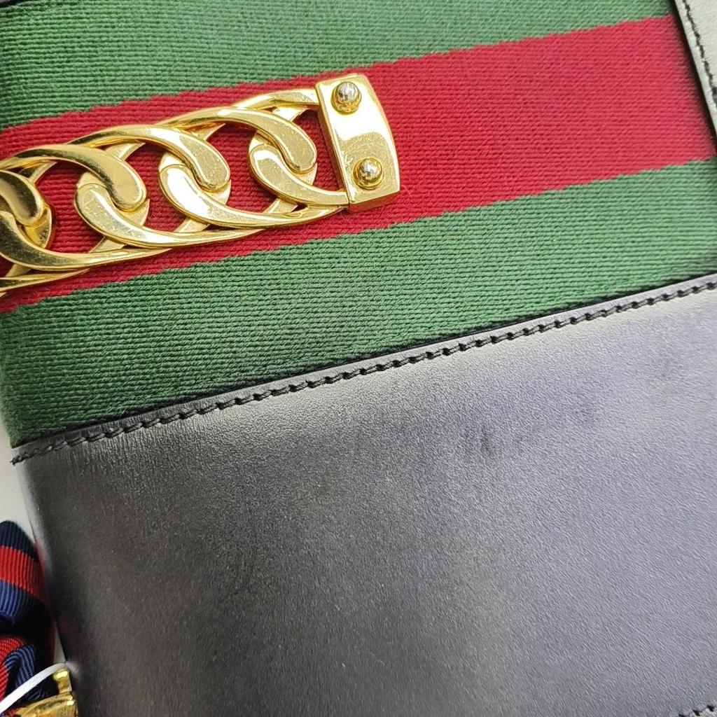 [Pre-Owned] Sylvie Gold Buckle Striped Webbing Thin Shoulder Strap Shoulder Crossbody Handbag Small - Good #1OOQPFT