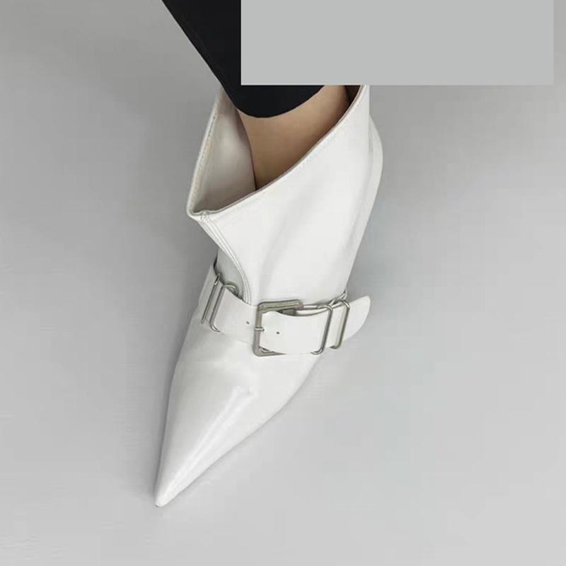 Pointed Toe Women Fashion Boots Ankle Mid Heels Shoes Dresigner Buckle Women Chelsea Boots Winter New Trend 2024 Goth Chaussures