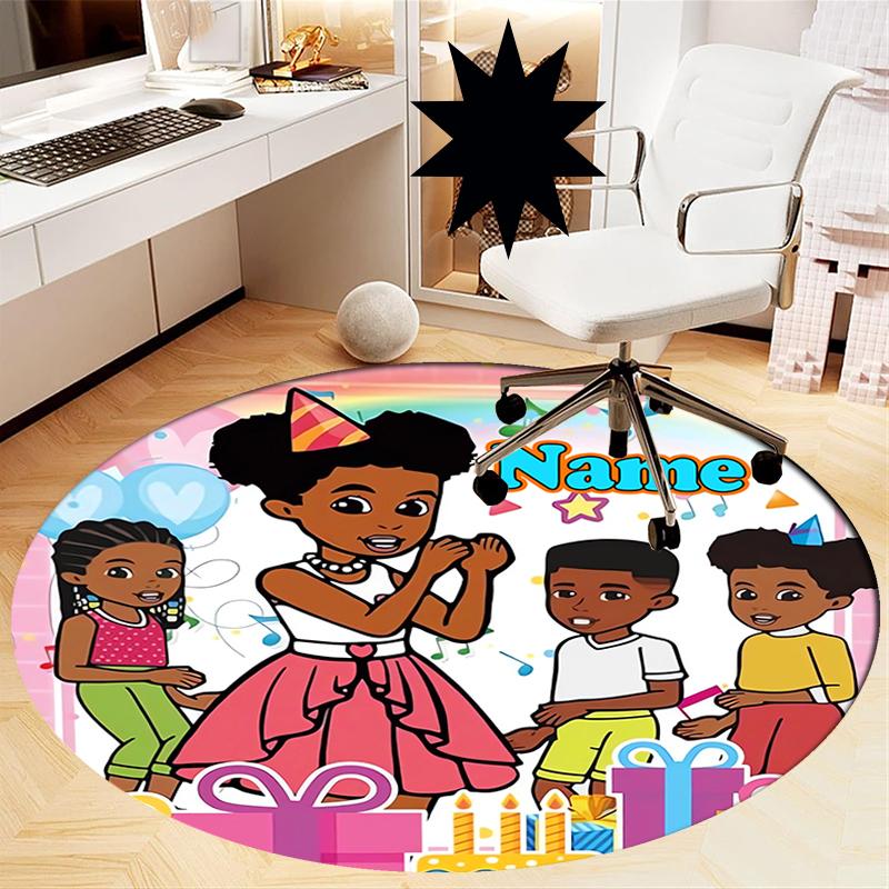 Custom Name Gracie's Corner Printed Round Rug Carpet Chair Rug Area Rug Entryway Doormats,for Office Chair Living Room Bedroom Kitchen Room.