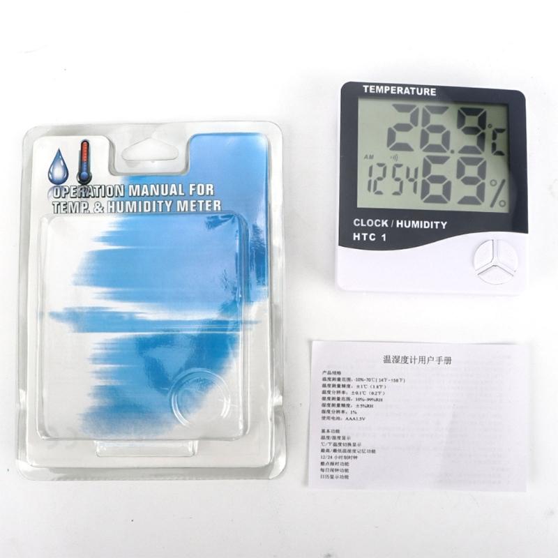 Termometro Igrometro Elettronico da Parete/Scrivania Rilevatore di Temperatura e Umidità con Ora, Data, Sveglia, Display a LED