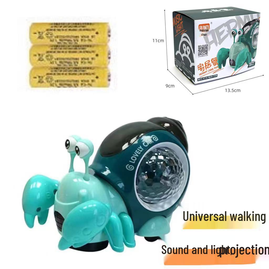 Electric Hermit Crab Toy - Obstacle Avoidance, Music & Light Projection for Kids