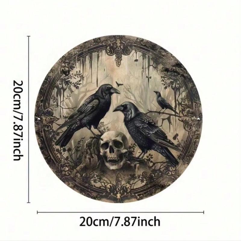 Gothic Raven Metal Art Mystical Forest Wall Decor Indoor Outdoor Hanging Plaque