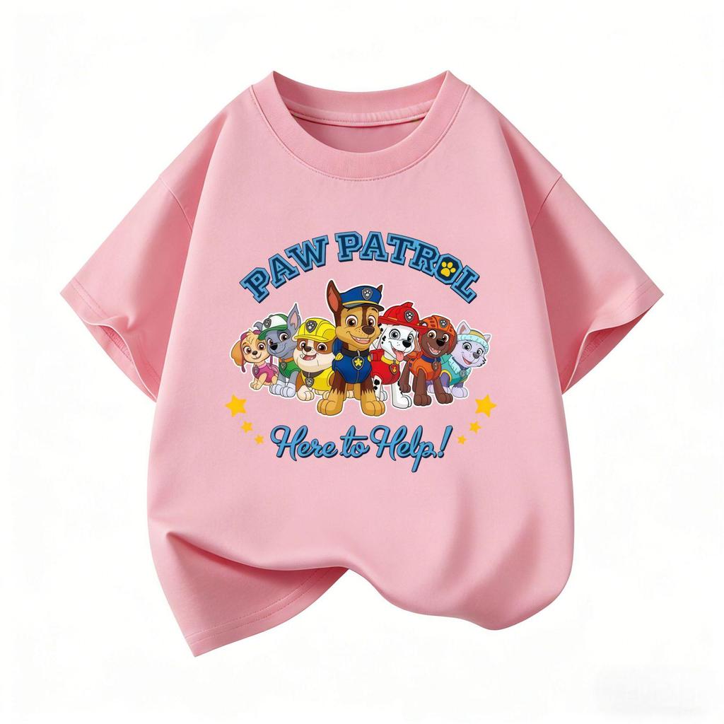 High-Quality Boys' Autumn Cartoon Print Short-Sleeve Round Neck Shirt