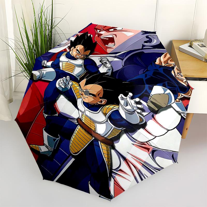 

1pc Dragon Ball Z Vegeta Saiyan Warrior Outdoor Umbrella - Automatic Opening/Closing, Portable 3-Fold Design, Iron Frame, Ideal Gift for Fans, Travele