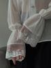 Women's Spring New  Palace Style Fairy Collar Shifon Design Breathable Leaf Edge Top