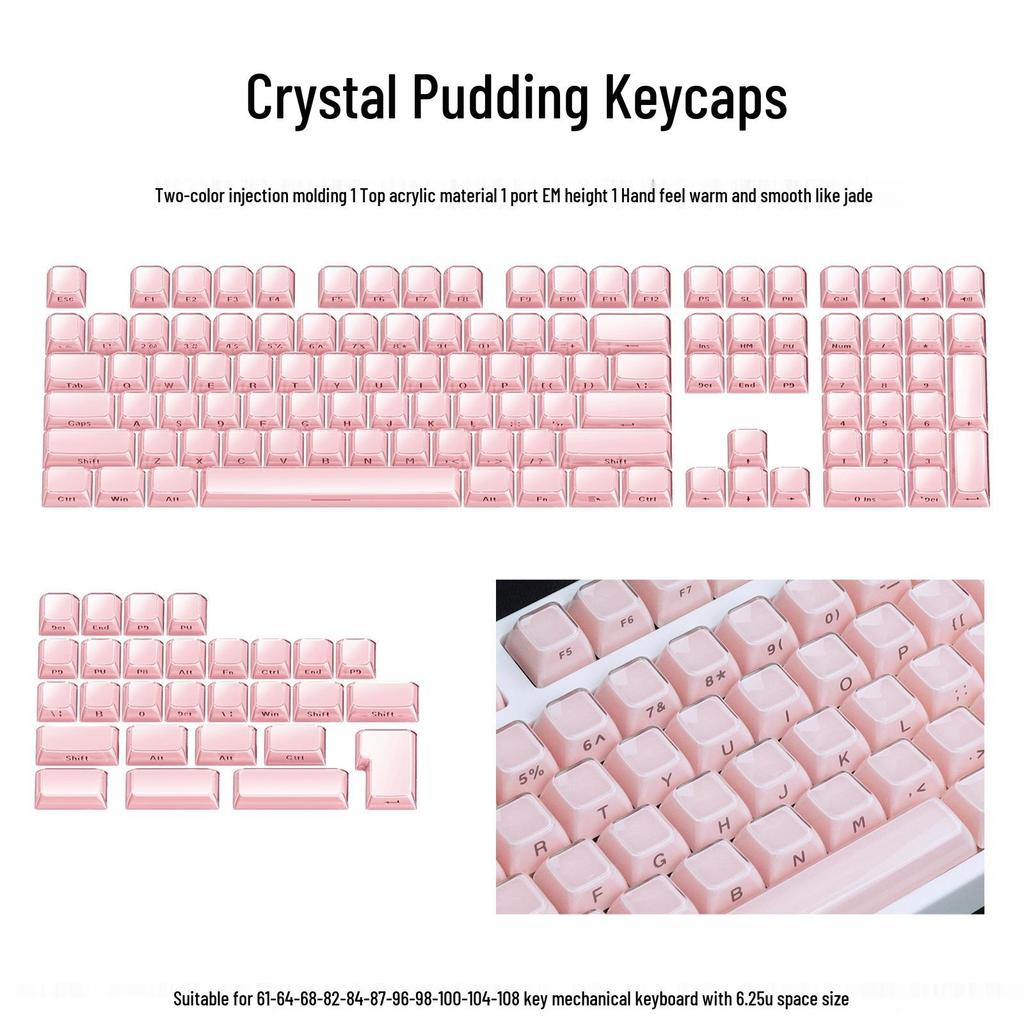 XVX Crystal Jelly 113-Unit Two-Color Mechanical Keycaps with Side Engraving
