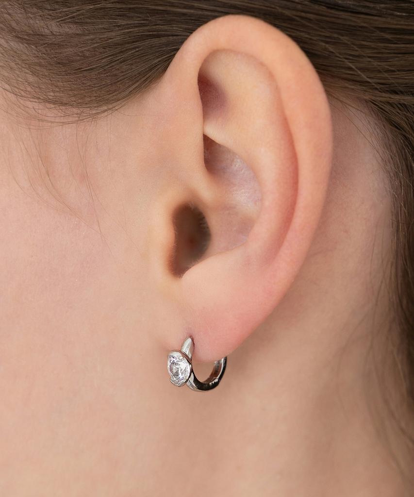 Tatiana (Silver 925) Round Cubic Point Hoop Earrings Ec3309
