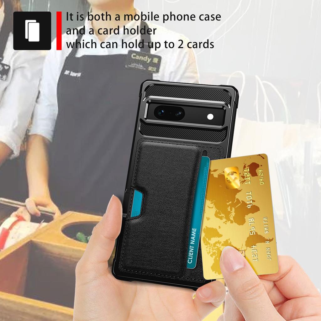 For Google Pixel 7a Phone Case ZM02 PU Leather Coated TPU Shockproof Case with Card Slot Holder Cover