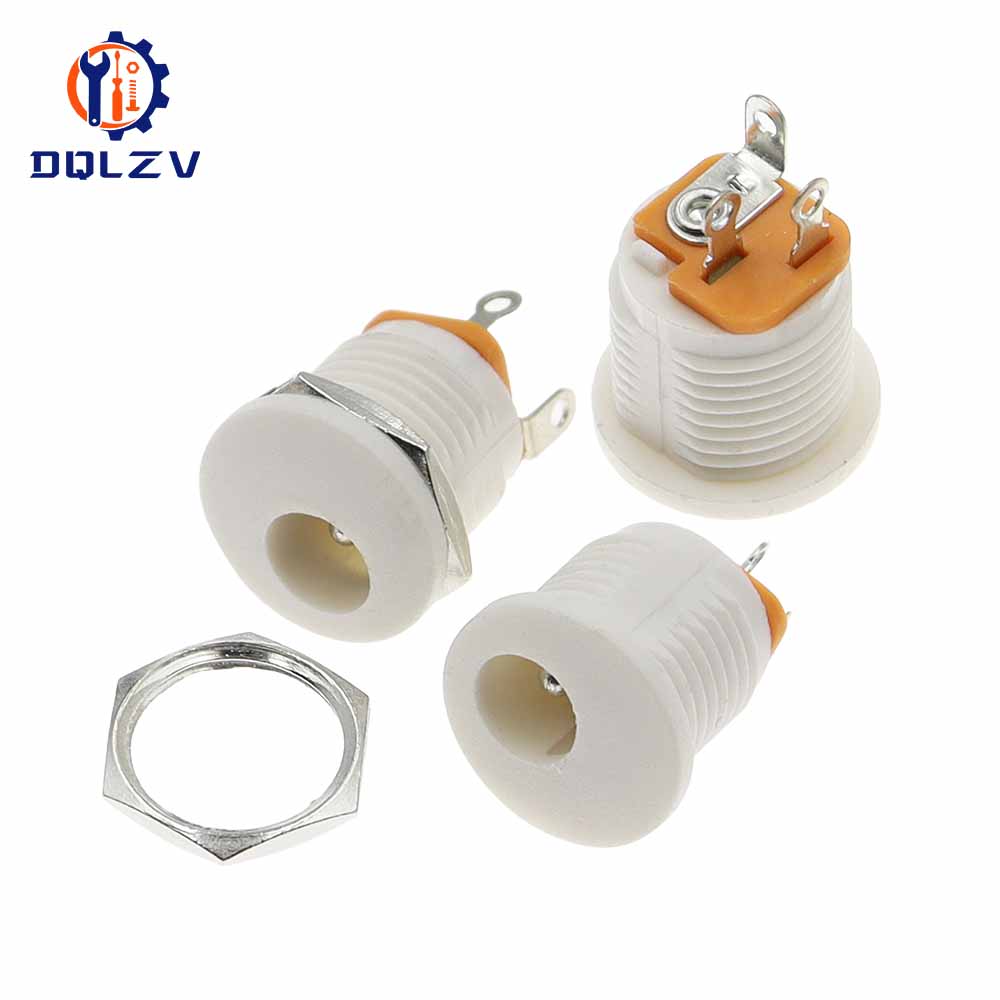 

DC-022 5.5x2.1mm DC Power Socket Plug Jack DC Connectors Round Hole Screw Nut Interface Panel Mounting DC022 5.5-2.1 5PCS