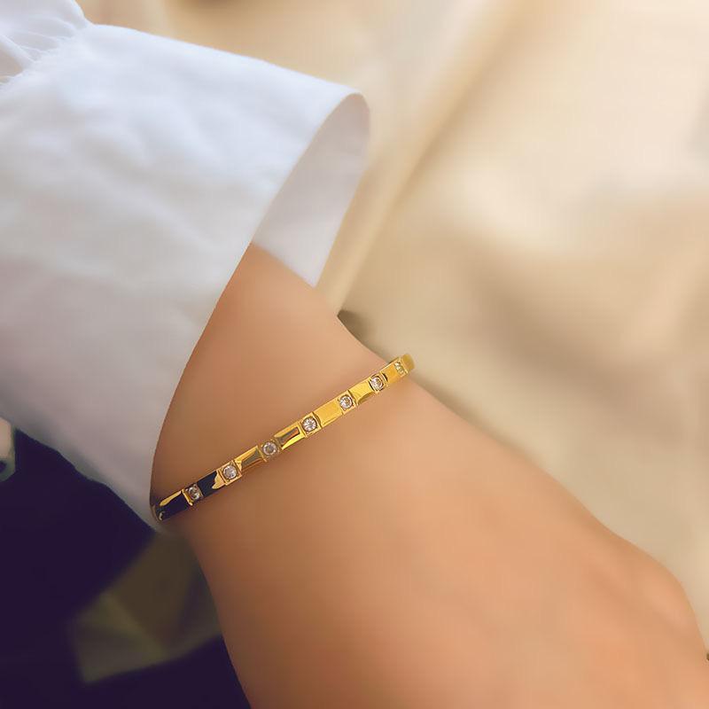 Punk Gold Color Bangles For Women Men Trendy Stainless Steel No-Fading Bracelets Bohemian Fashion Jewelry Accessories Gift
