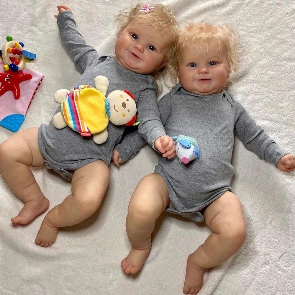 50 cm/20 tommer Reborn Baby Doll Blondt hår Silikon Vinyl Ferdig 3D malt Hudårer Kunstsamling Dukkegave