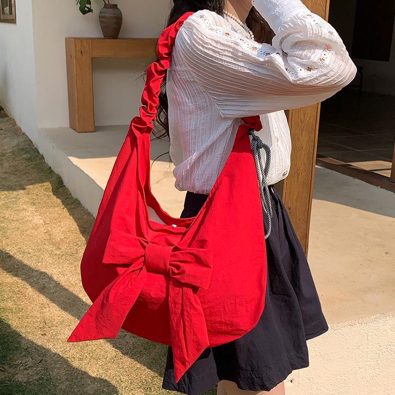 Spring Collection: Sweet Bow Nylon Crossbody Drawstring Bag