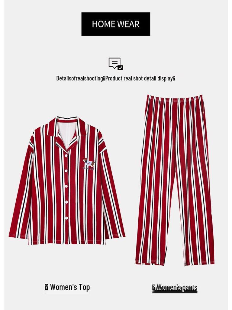 Damen 100% Baumwolle Langarm Strickjacke Pyjama Set - Frühling/Herbst Niedliche Zweiteilige Homewear (Stil 2025)