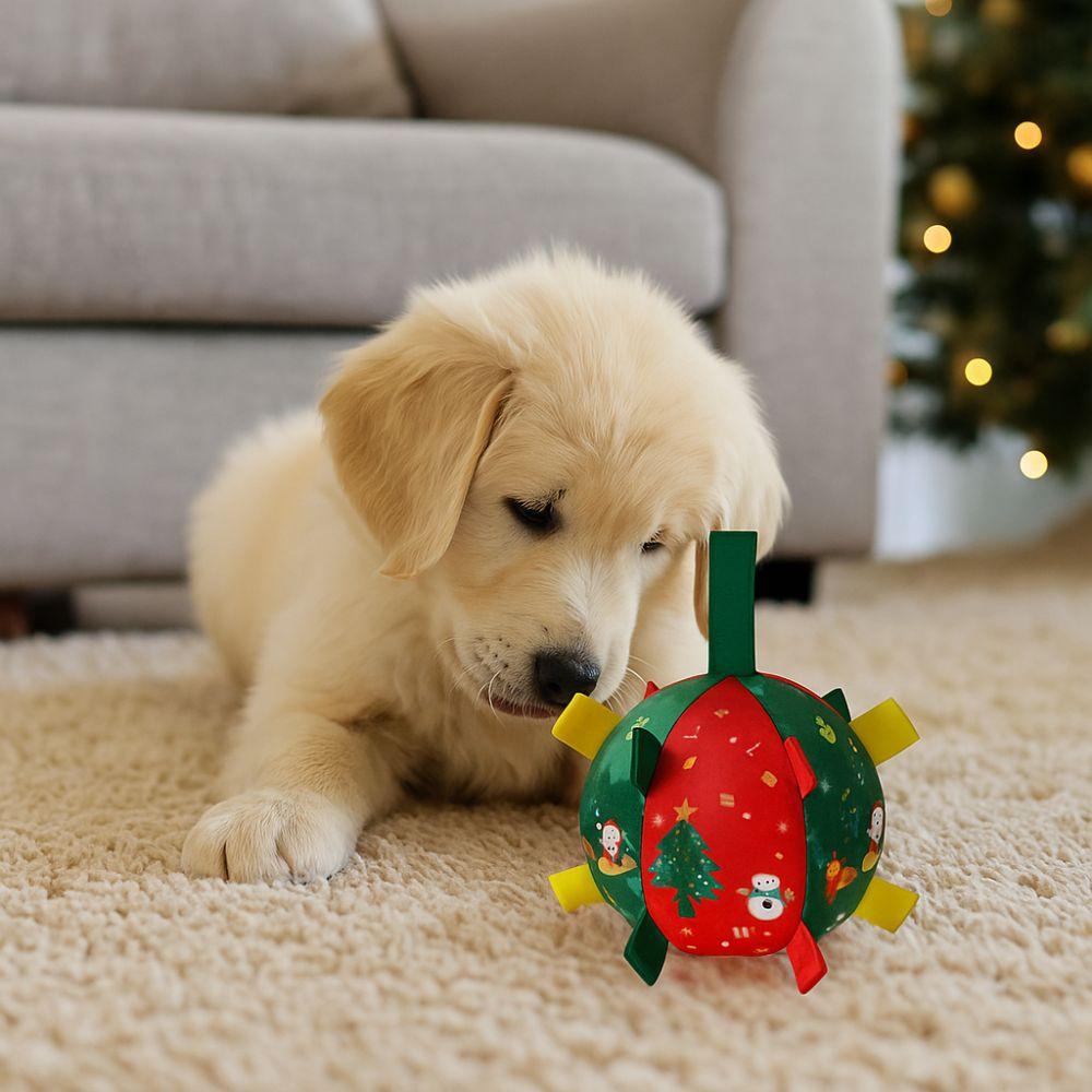 Bite-Resistant Dog Squeaky Ball Santa Claus Christmas Pet Toy Ball  Teeth Grinding