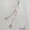 Stylish Fruit inspired Phone Pendant Keychain Beaded Bowknot Keyring Decorative Straps for Wallet Bag Keychain Case
