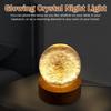 Crystal Dandelion Ball Night Light with Wooden Base USB Powered Dandelion Crystal Ball Night Lamp Fancy 3D LED Night Light Portable Night Lamp