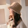Girl Lamb Plush Autumn and Winter Korean Style Caps Pure Color Caps Lambwool Bucket Hat Female Hats