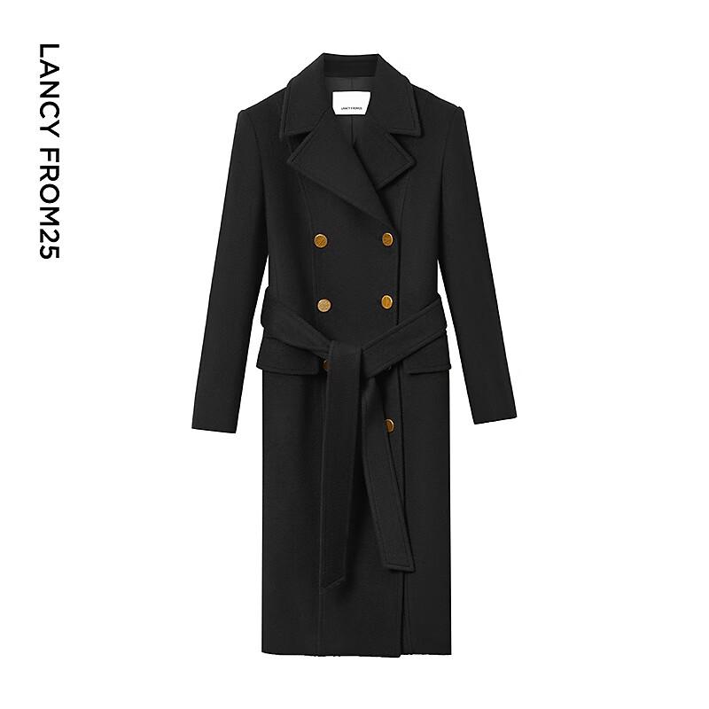 Langzi Women's French Retro Wool Blend Slim Coat