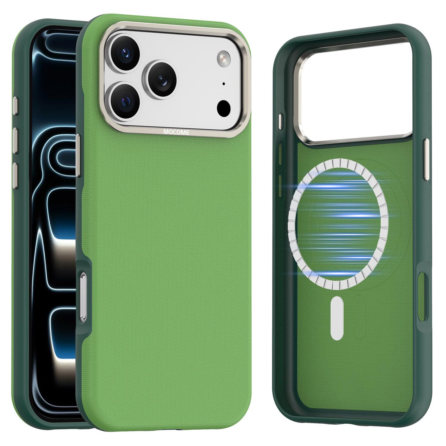 iPhone 17 Pro Max Magnetic Plaid Case with Metal Camera Protection 13 Pro Max зелёный