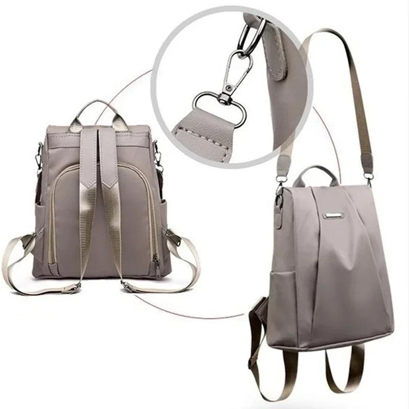 Fashion Nylon Solid Color Lightweight Waterproof Large Capacity Detachable Shoulder Strap Multi Functional Women's Backpack