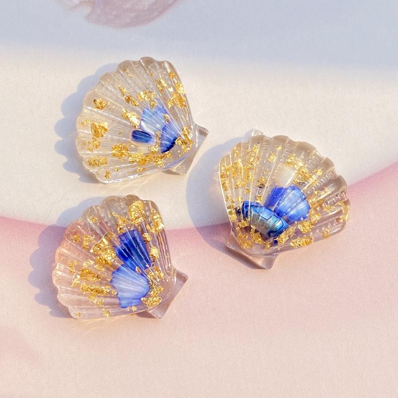 10pcs Kawaii Resin Mixed Transparent Colored Stone Shells Flat Back Cabochon Crafts Clothing DIY Scrapbooking Accessories G80