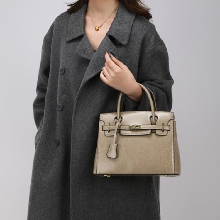 Vintage-Tragetasche mit Schloss, Damen-Schultertasche