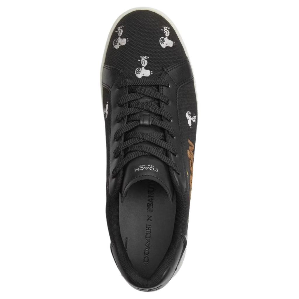 Coach Peanuts X Snoopy High Line Canvas Leather Round Toe Lace-Up Low-Top Sneakers Men sneakers Black CBP12-M0Q