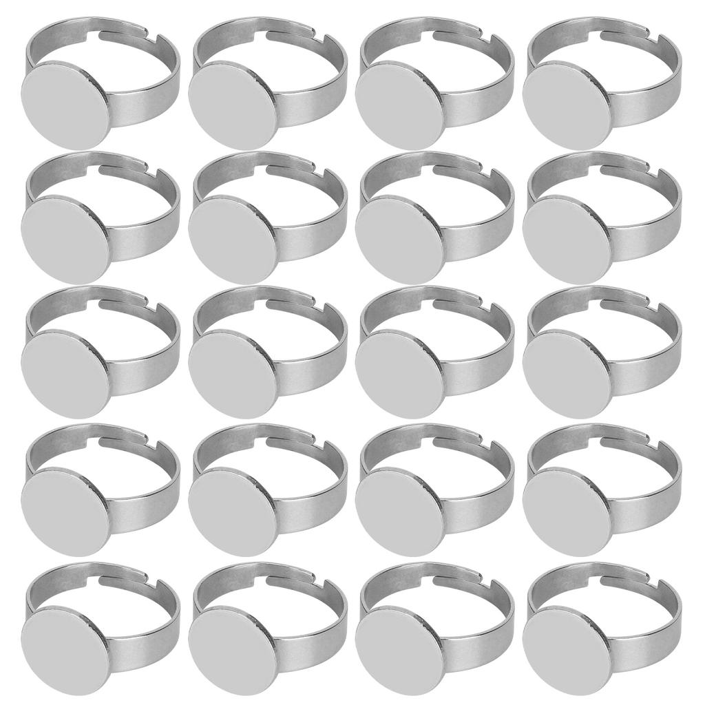 20Pcs Flat Ring Base Adjustable Stainless Steel SemiFinished DIY Jewelry Accessories 12mm