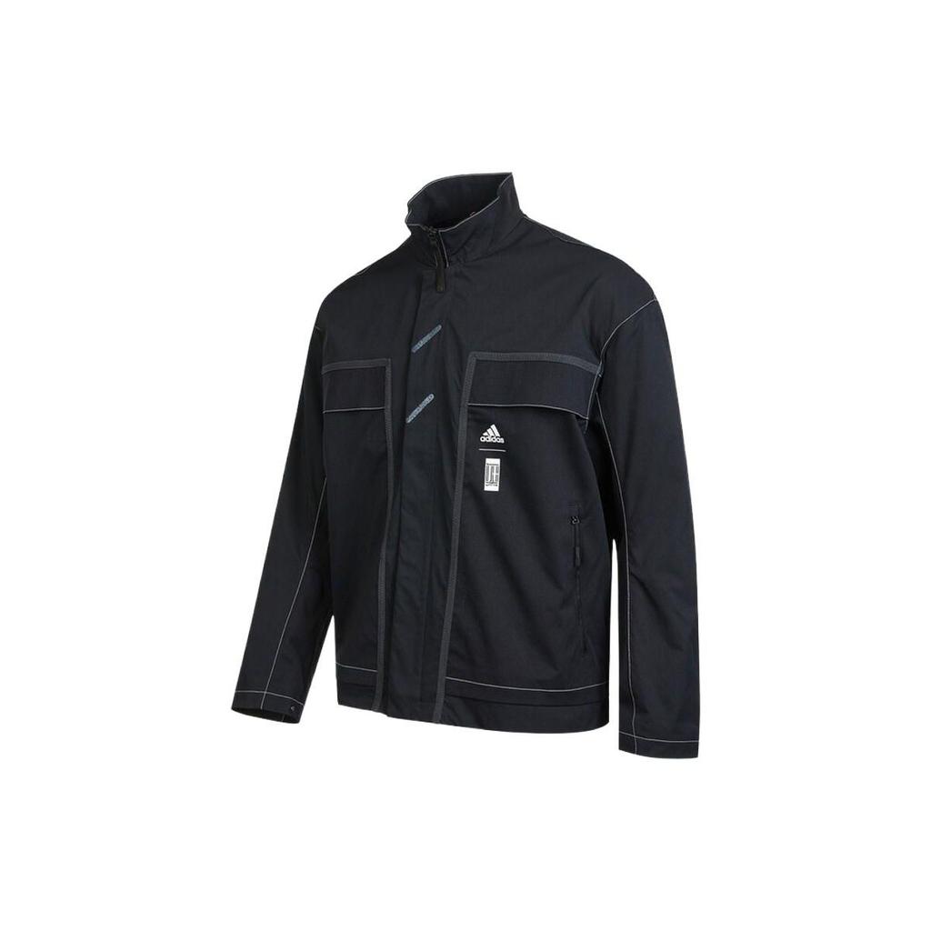 adidas Chaqueta Deportiva Cuello Alto Serie Wuji Manga Larga Ropa de Abrigo para Hombre Negro HE5137
