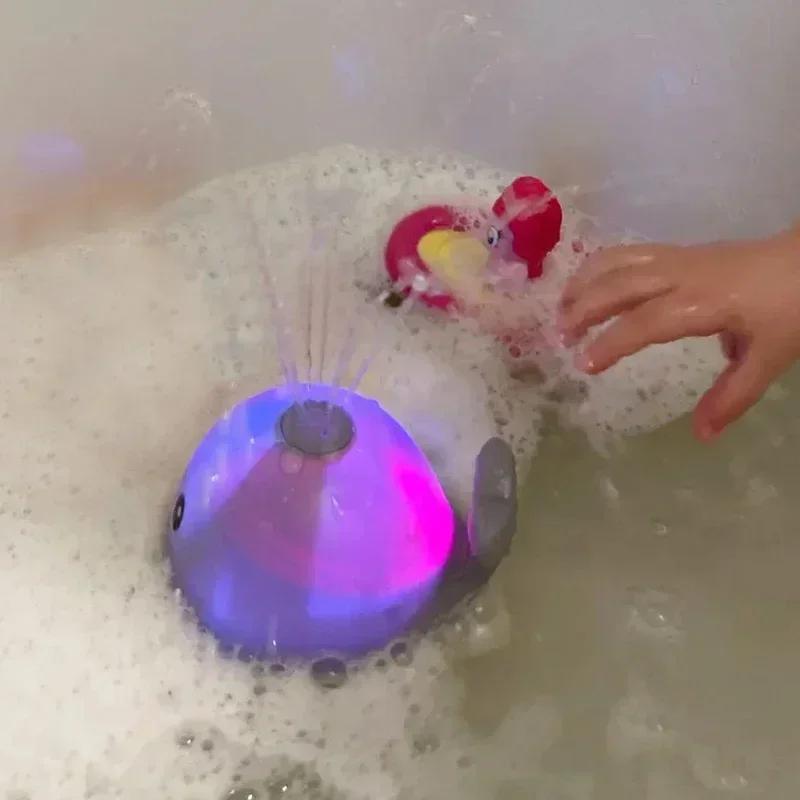 Non-Toxic Baby Bath Toys Electric Octopus Spray Water Shower Bathing Toys For Kids Whale Bath Ball With Light Music Led Light Bathtub Toys