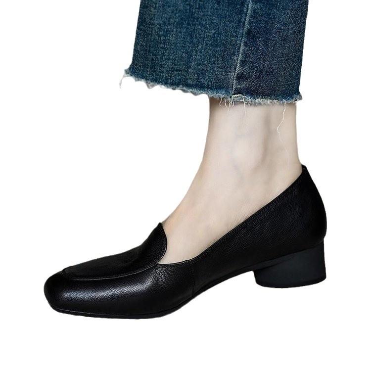 Loafers Soft-soled Mother Middle-aged Work Shoes Leather Shoes Casual 2025 Spring New Doudou Women's Shoes Shallow Single Shoes