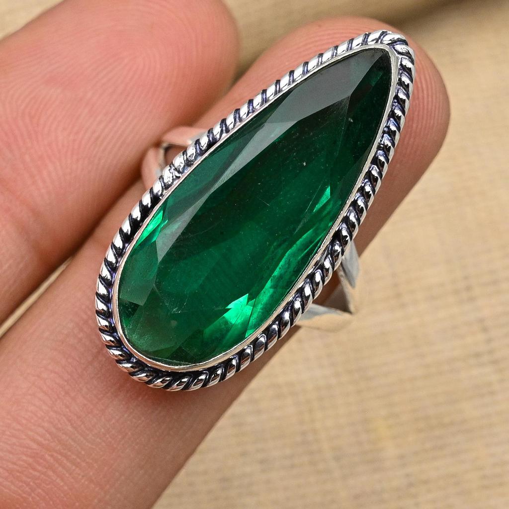 Beautiful Green Tourmaline Gemstone Handmade 925 Sterling Silver Ring Jewelry