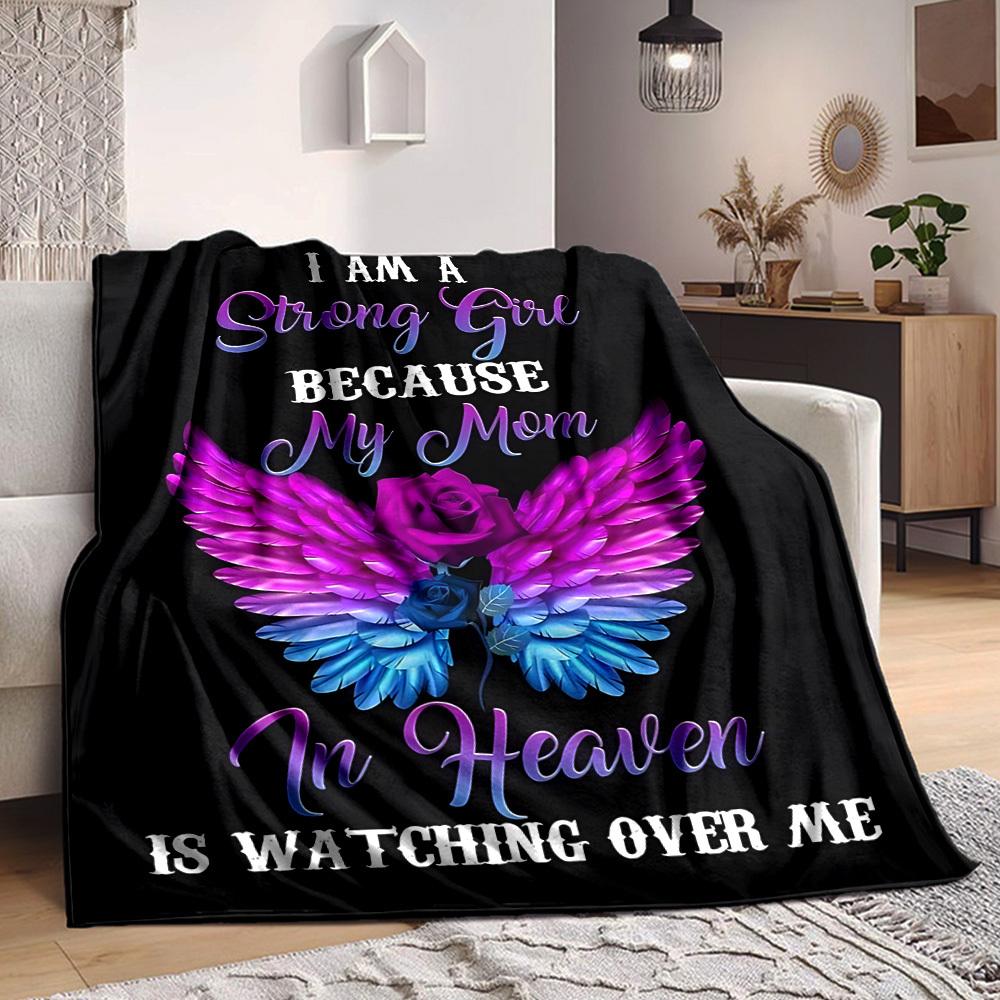 

1PC Angel Wings, Mom Memorial Blanket - Soft Warm All-Season Throw for Sofa, Bed, Car, Office, Throw For Sofa yy250916129 75x90cm