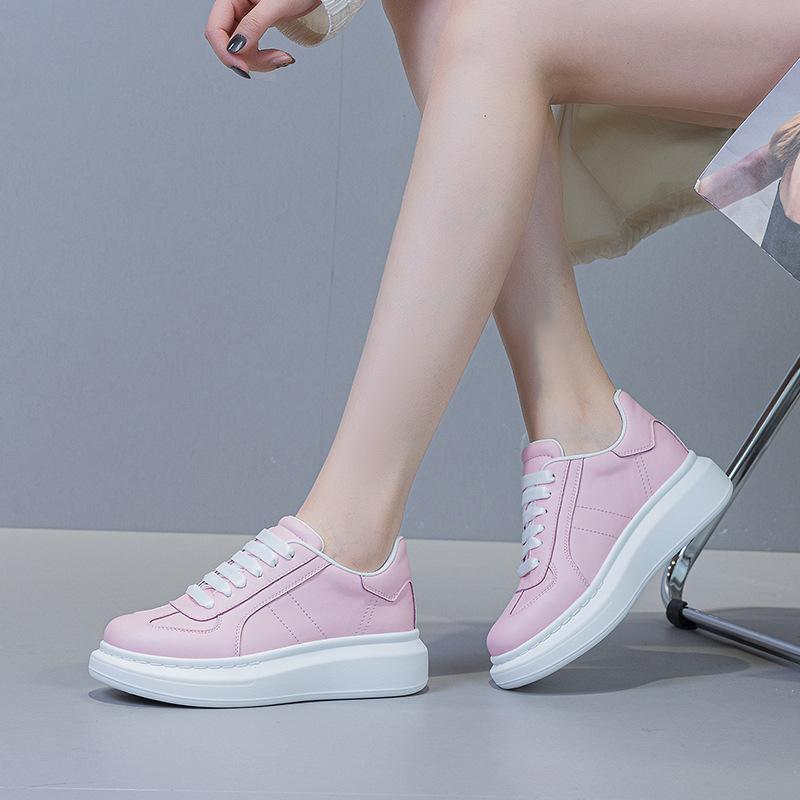 Platform women's casual shoes autumn new front lace-up sports casual shoes round head fashion solid color board shoes women