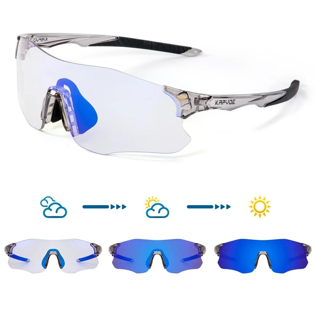 Pochromic Cycling Sunglasses Cycling Glasses MTB UV400 Sports Glasses Bicycle Eyewear Outdoor Glasses Running Goggles